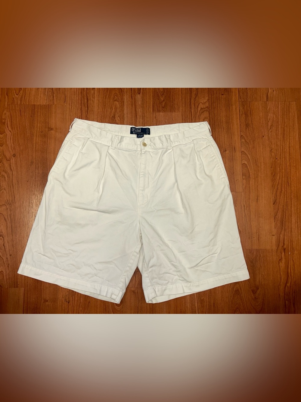 Vintage Polo Ralph Lauren Tyler Shorts Mens 38 White 9" Cotton Chino Pleated 90s